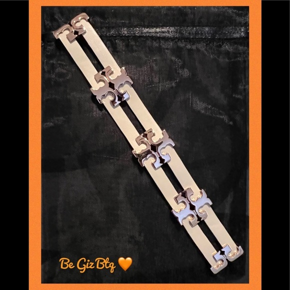 🆕Tory Burch Authentic Serif T Stacked Leather Sand Rose Gold Wrap Bracelet - Picture 4 of 11